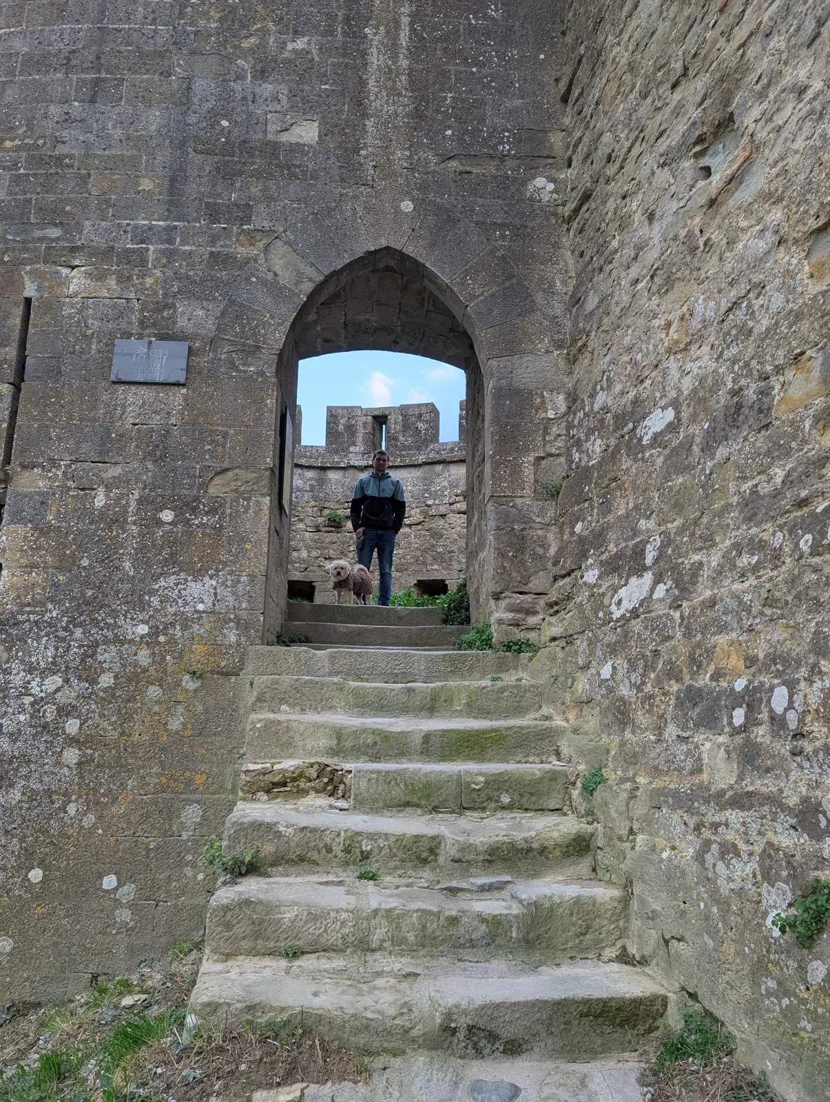 Steintreppe durch ein Burgtor